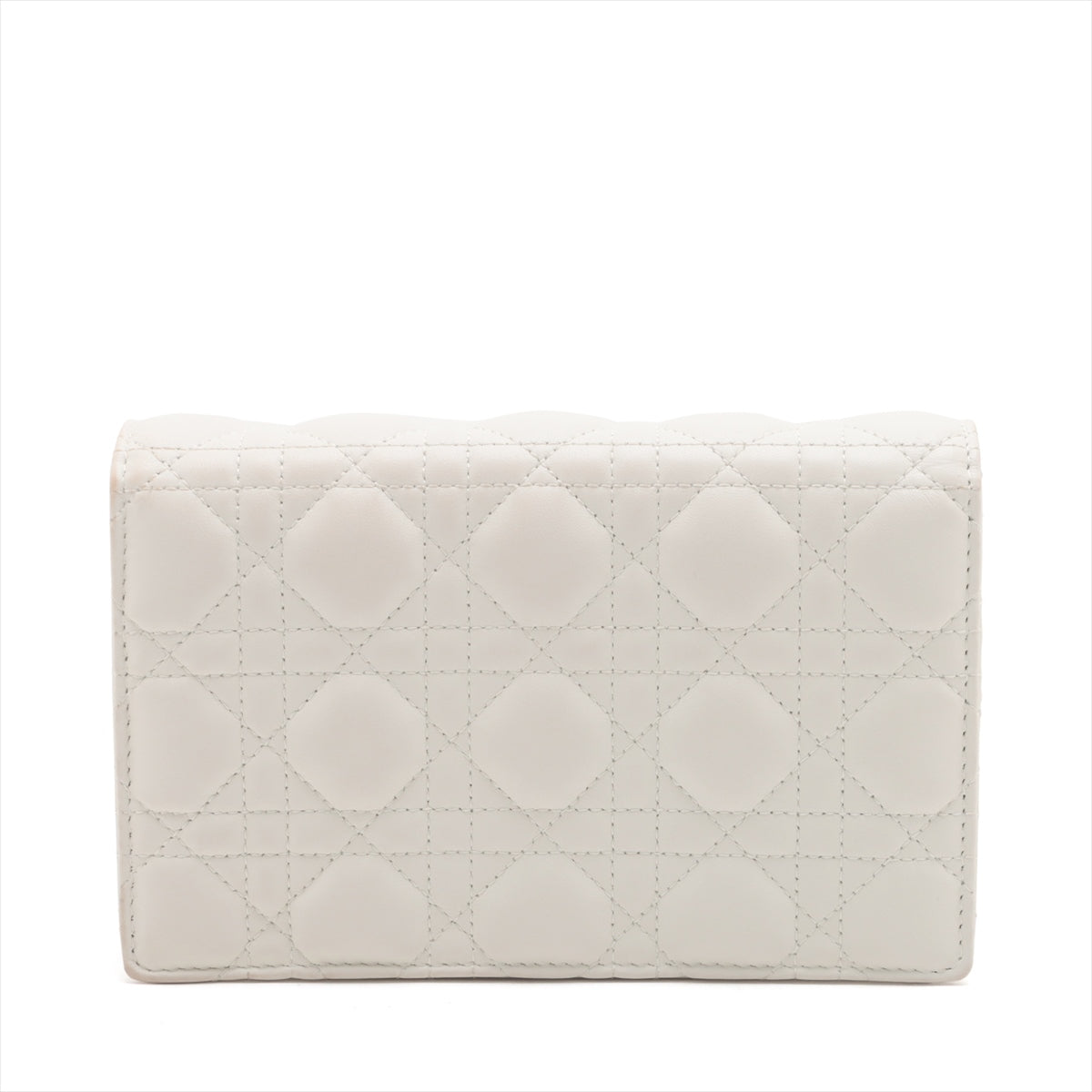 Christian Dior Lady Leather Chain Wallet White