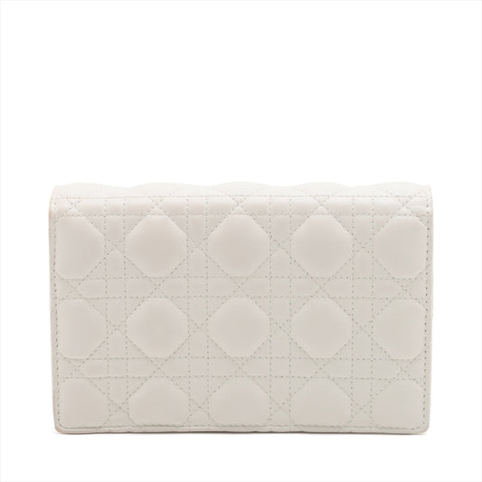 Christian Dior Lady Leather Chain Wallet White