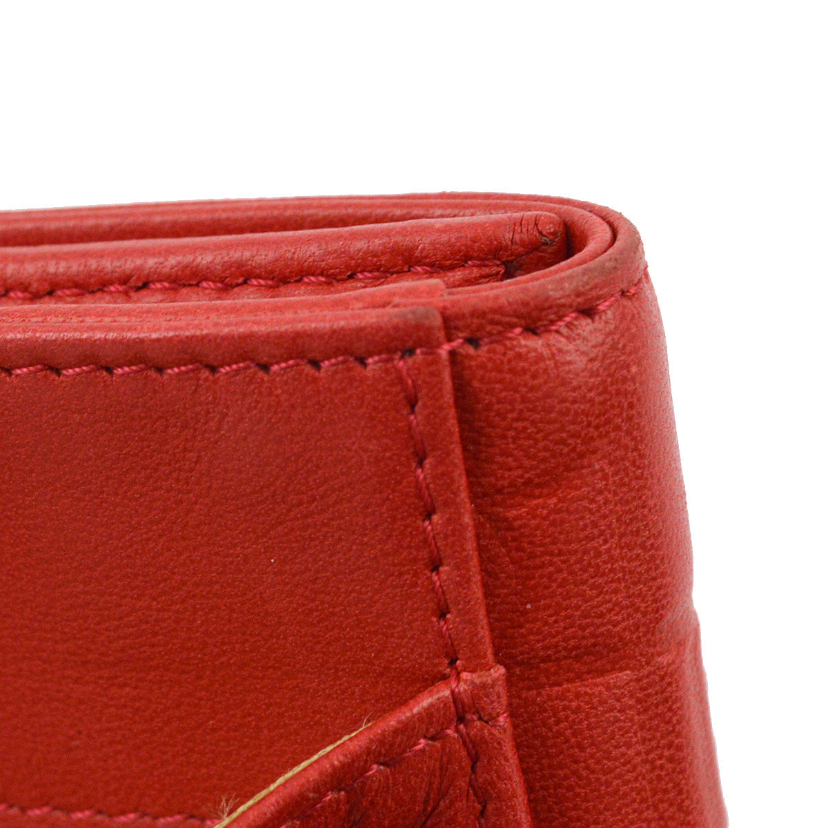 Chanel Red Lambskin Icon Bifold Wallet Purse