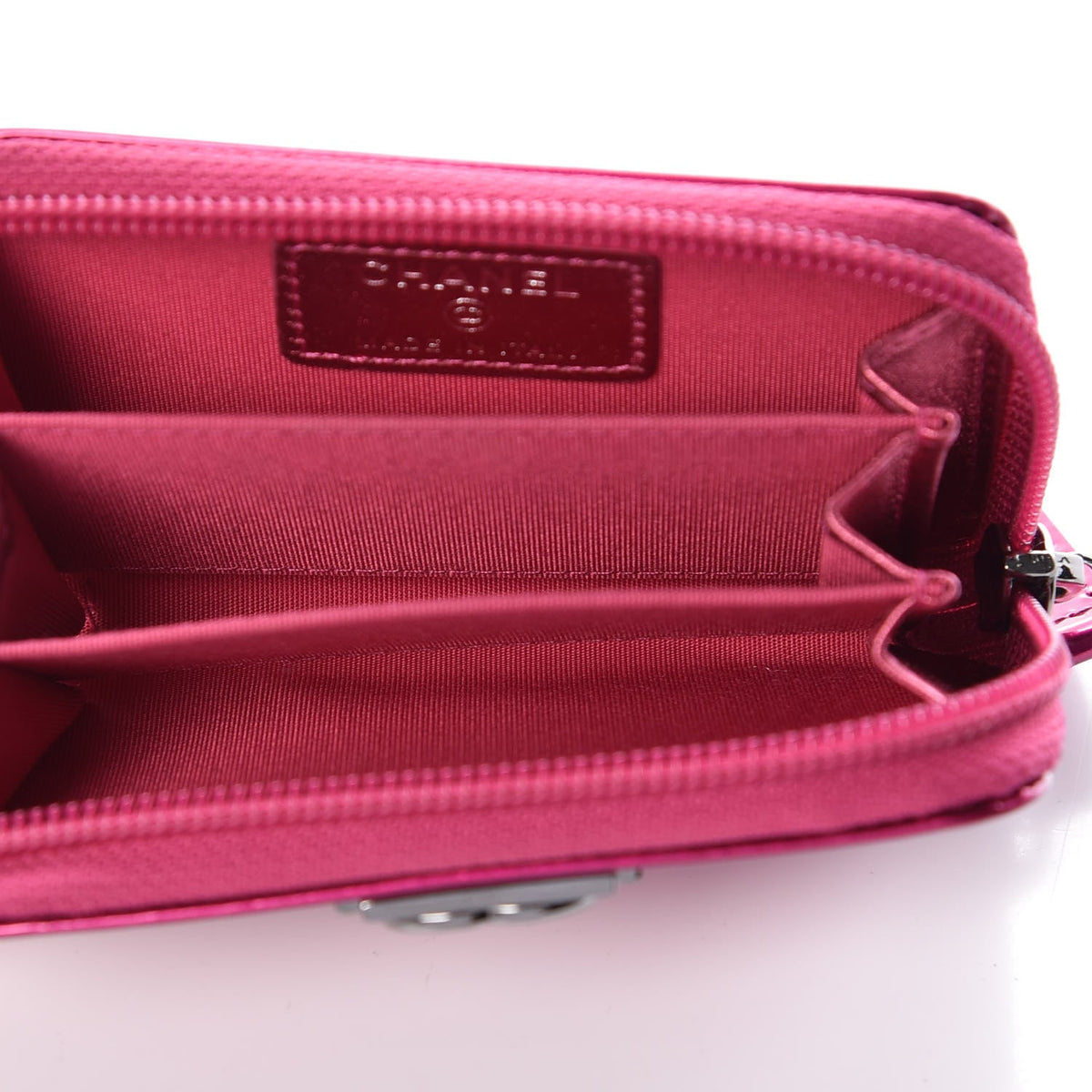 CHANEL QUILTED ZIP AROUND BOY COIN PURSE