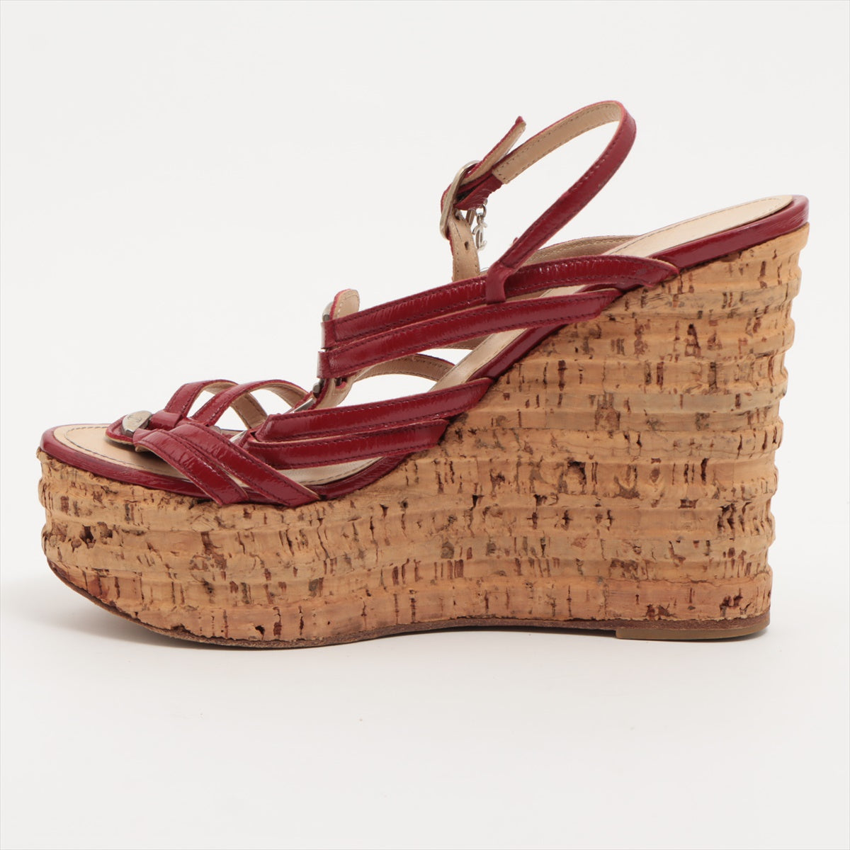 Chanel Patent Leather Sandal 35 1/2  Red Ride