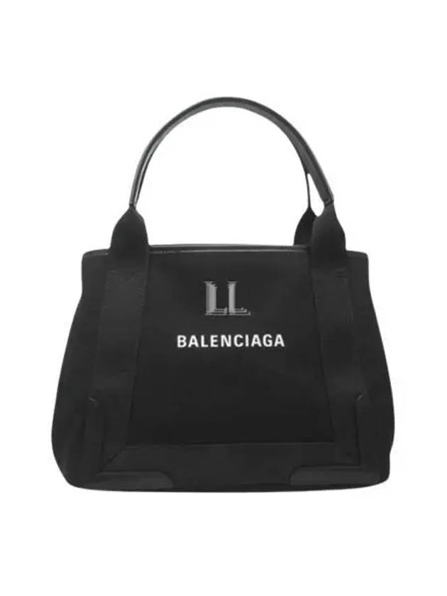 Luxury Balenciaga  Cabas Logo Canvas Small Tote Bag Black
