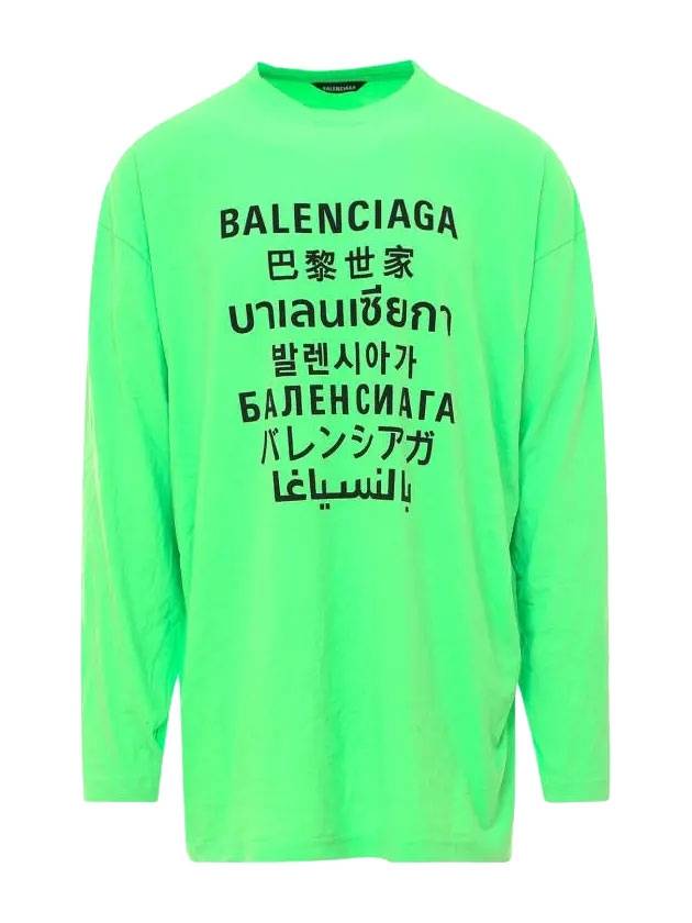Luxury Balenciaga  Color Language Long-Sleeved T-Shirt Green