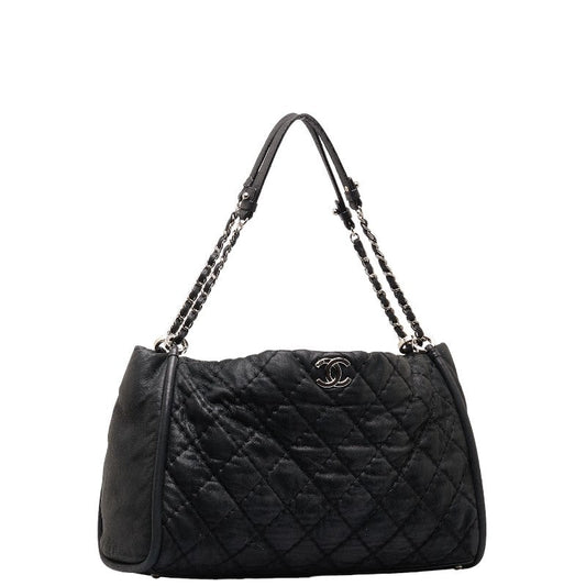 Chanel Matrases Coco Chain Tote Bag Shoulder Bag Black  S  Chanel