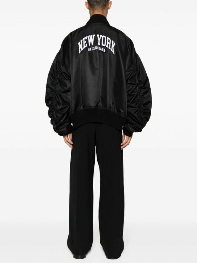 Luxury Balenciaga  New York Embroidery Bomber Jacket Black