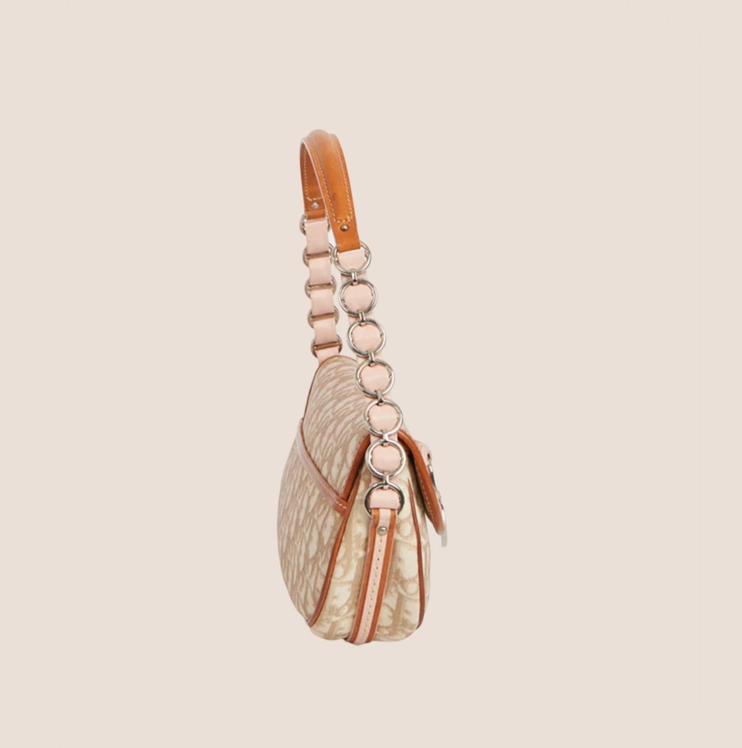 CHRISTIAN DIOR 2007 PINK & BEIGE ROMANTIQUE BAGUETTE BAG