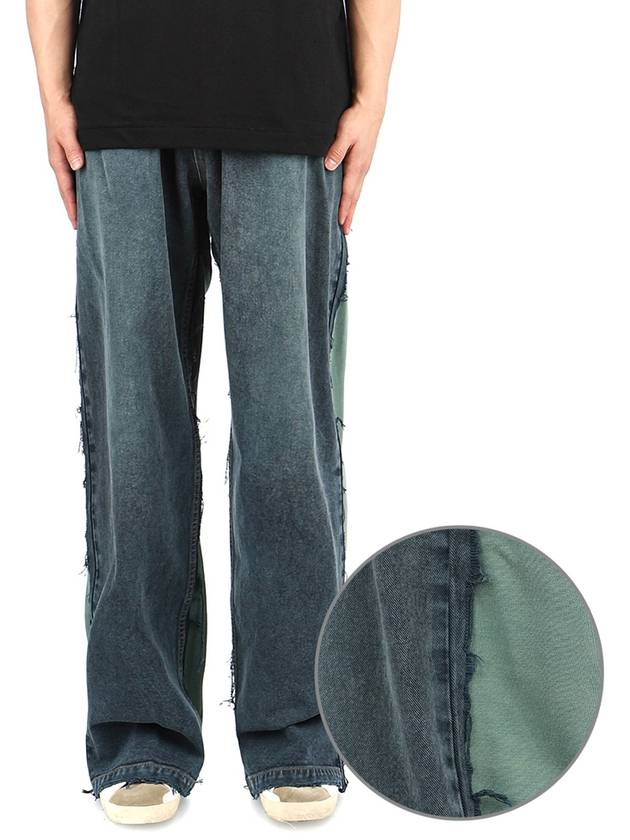 Luxury Balenciaga  Wide Leg Panelled Jeans Blue
