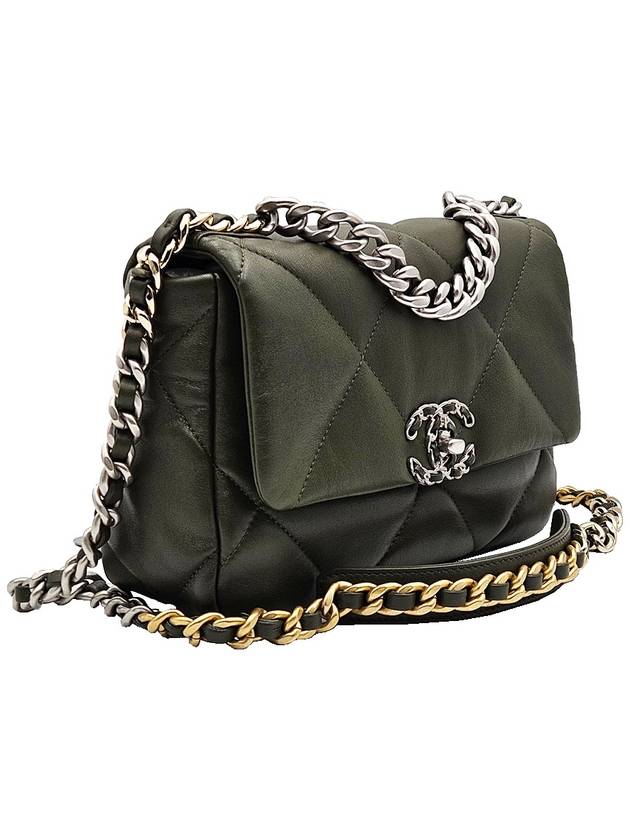 Chanel AS1160 Khaki Silver Medium 19 Bag Chanel