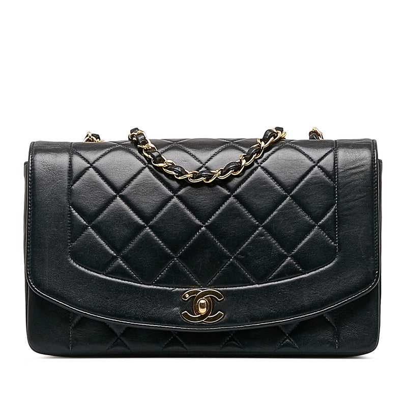 Chanel Matrases Cocomark Diana 25 Chain houlder Bag Black Leather  Chanel