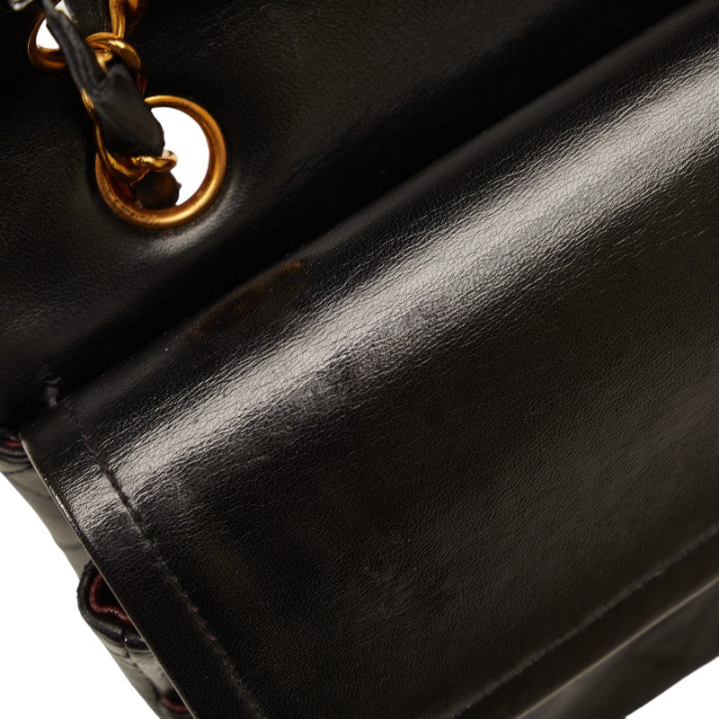 Chanel Matrases 25 Double Flap Chain Shoulder Bag Black Leather  Chanel