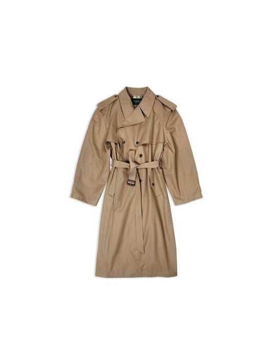 Luxury Balenciaga  Women's Oversized Shoulder Tab Trench Coat Beige
