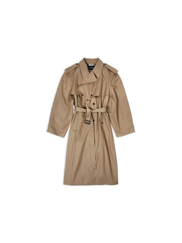 Luxury Balenciaga  WoMen's Oversized Shoulder Tab Trench Coat Beige