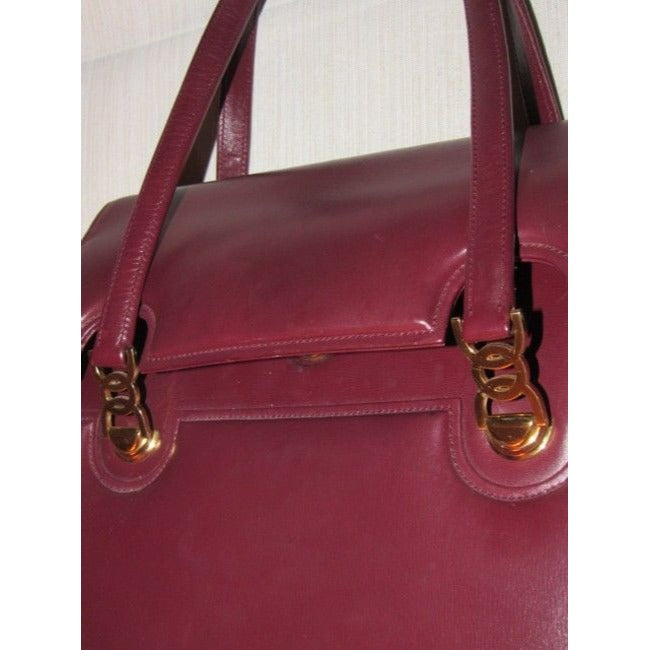 Gucci Vintage Burgundy Leather Kelly Style Satchel!