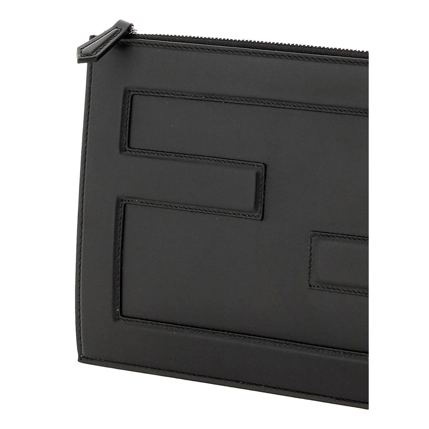 Fendi Baguette Black Calf Leather Embossed Clutch