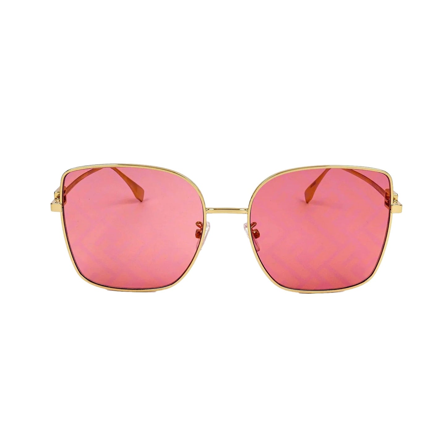 Fendi Baguette Pink FF Print Lenses Gold Square Frame Sunglasses