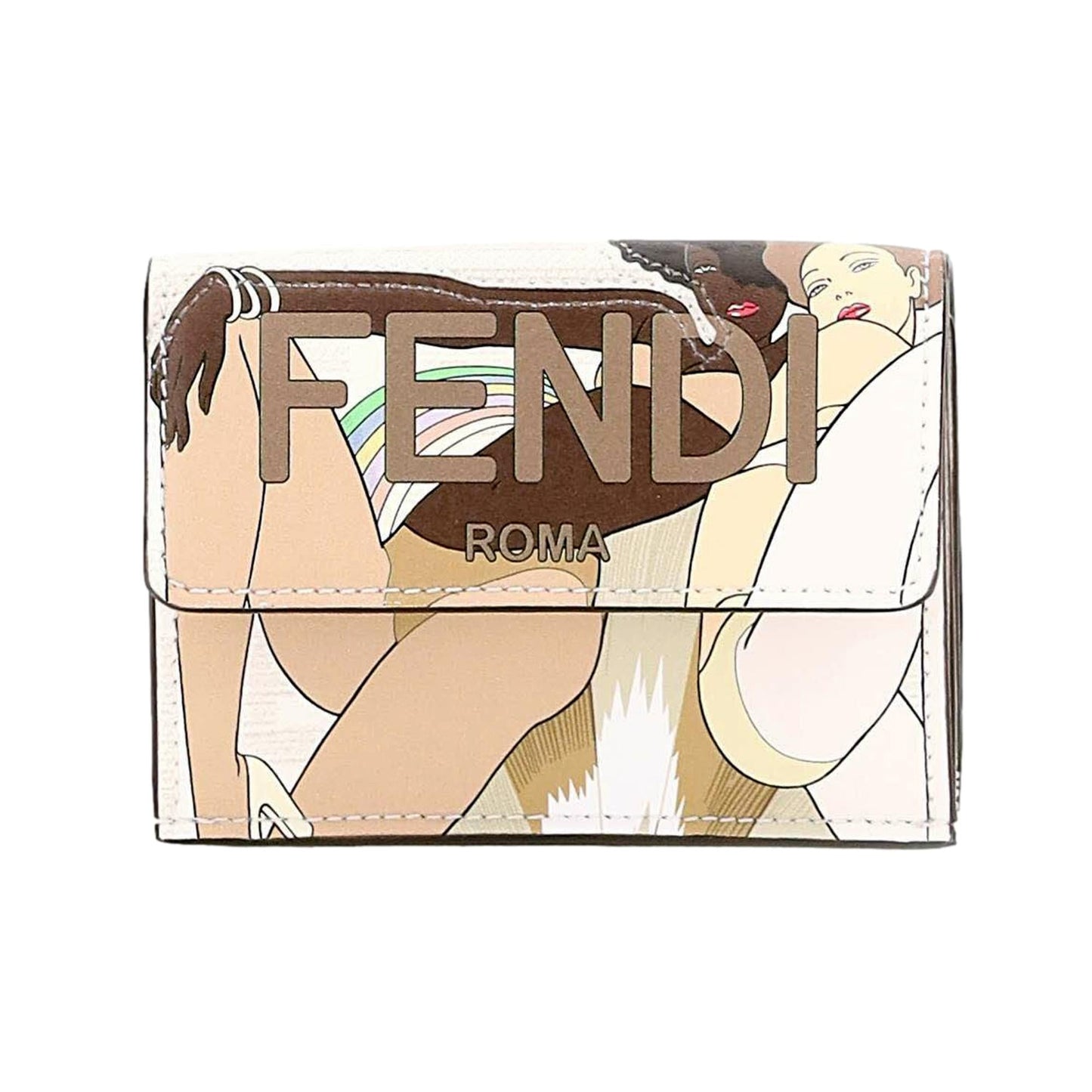 Fendi 'Bikini Girls' Coated Canvas and Calf Leather Small Trifold Wallet