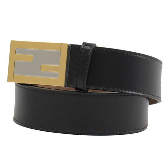 Fendi Black Smooth Calf Leather Gold Logo Buckle 95