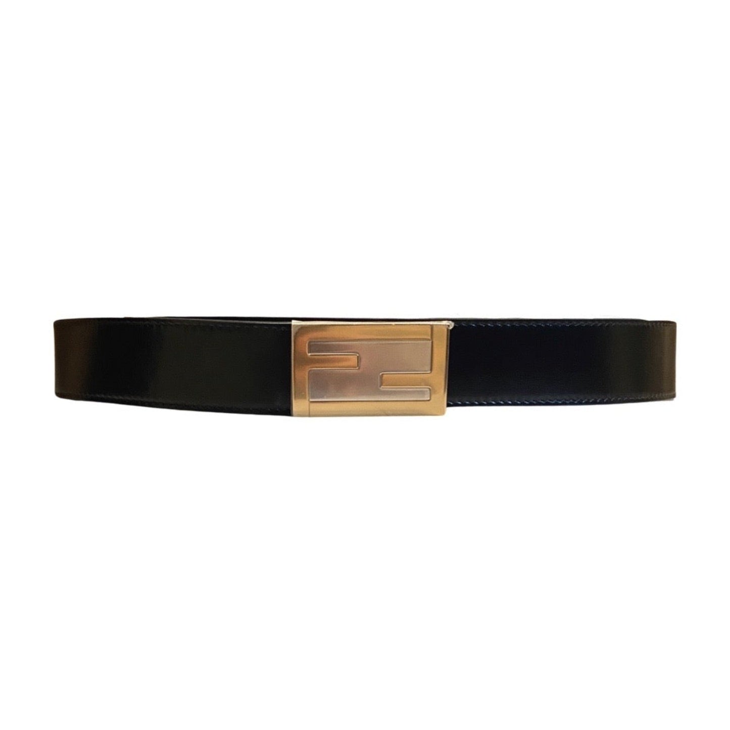 Fendi Black Smooth Calf Leather Gold Logo Buckle 95