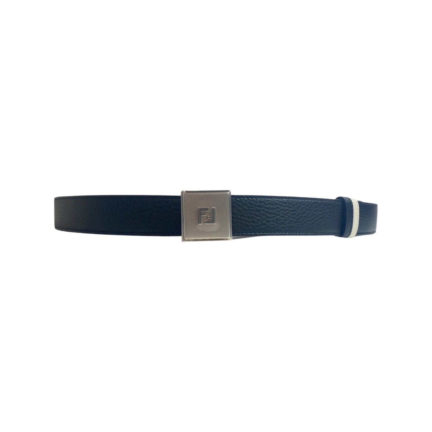 Fendi Black White Reversible Grained Leather Belt 105