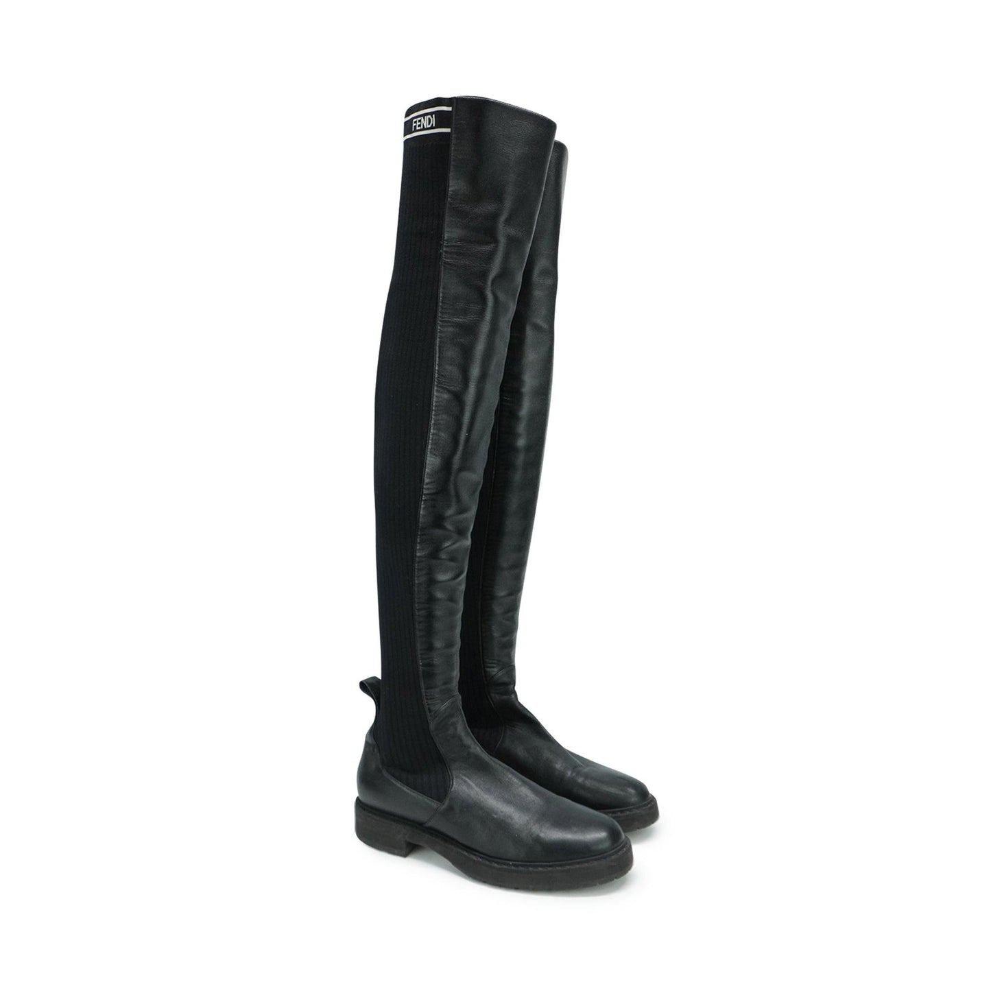Fendi Ribbed Thigh-High Boots - Women's 39
