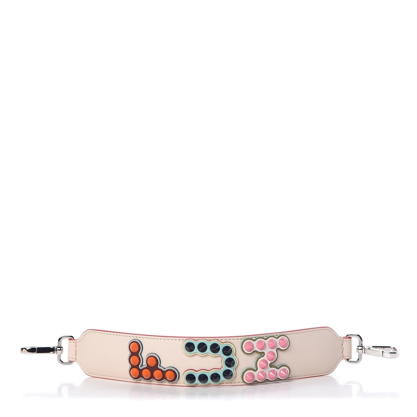 Fendi "FUN" Beige Multicolor Studded Mini Leather Shoulder Strap