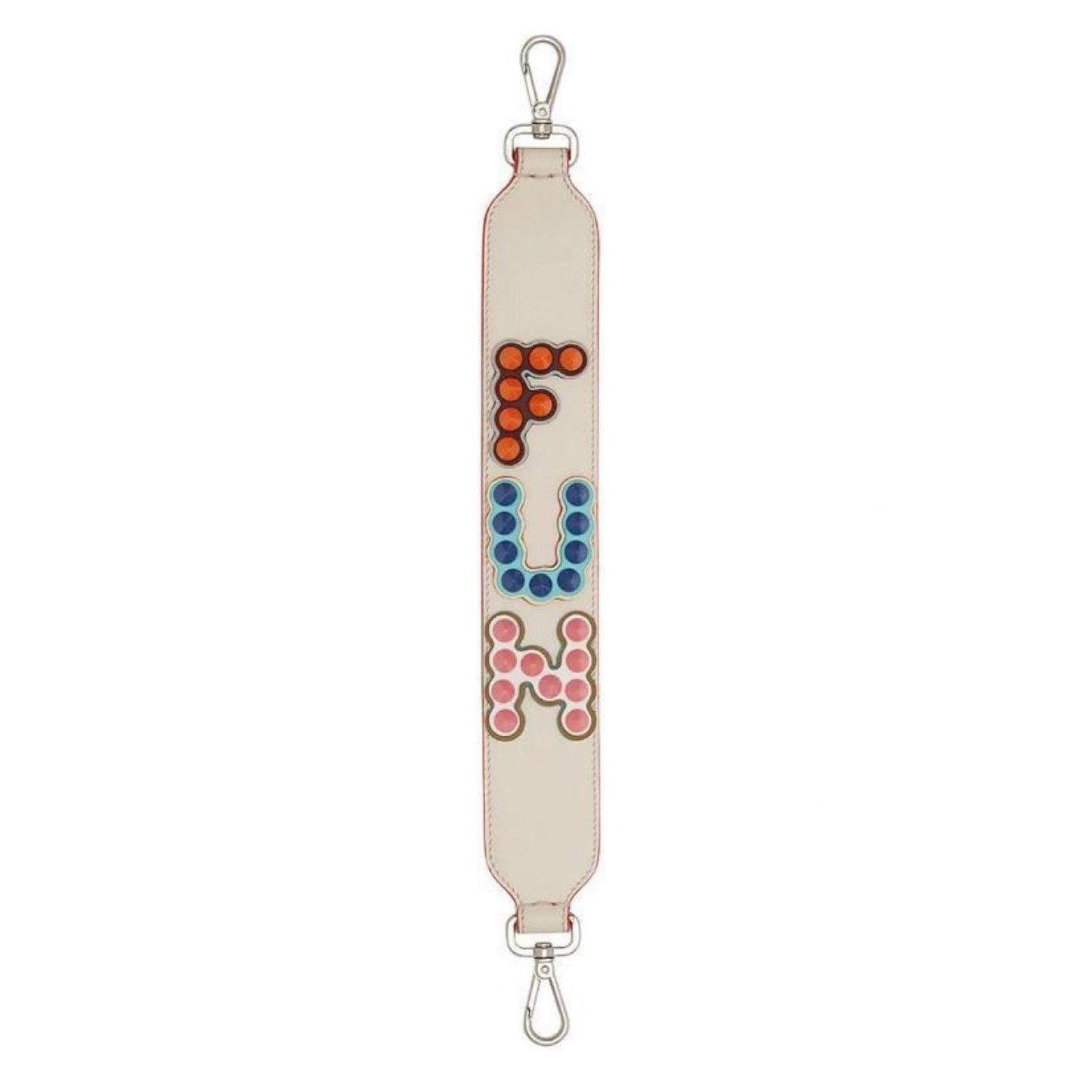 Fendi "FUN" Beige Multicolor Studded Mini Leather Shoulder Strap