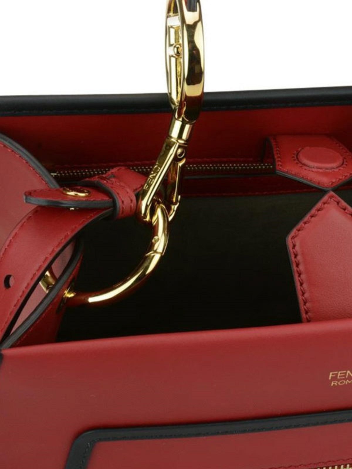 Fendi Runaway Red Calf Leather 2 Way Crossbody Tote Bag