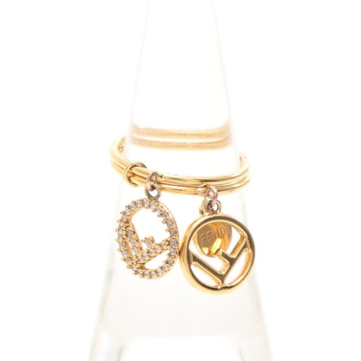 Fendi F is Fendi Soft Gold and Crystal Ring Size 6.5