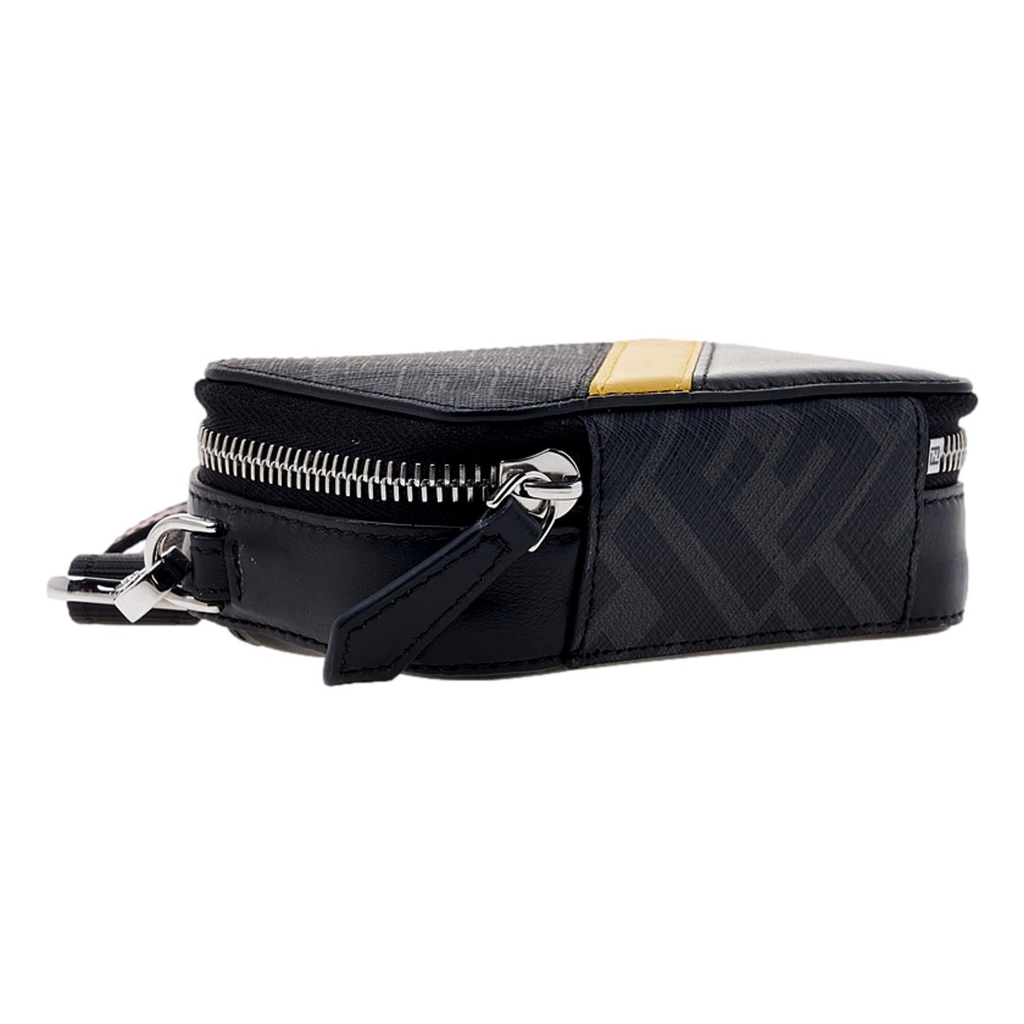 Fendi FF Diagonal Stripe Black Mini Camera Crossbody Bag