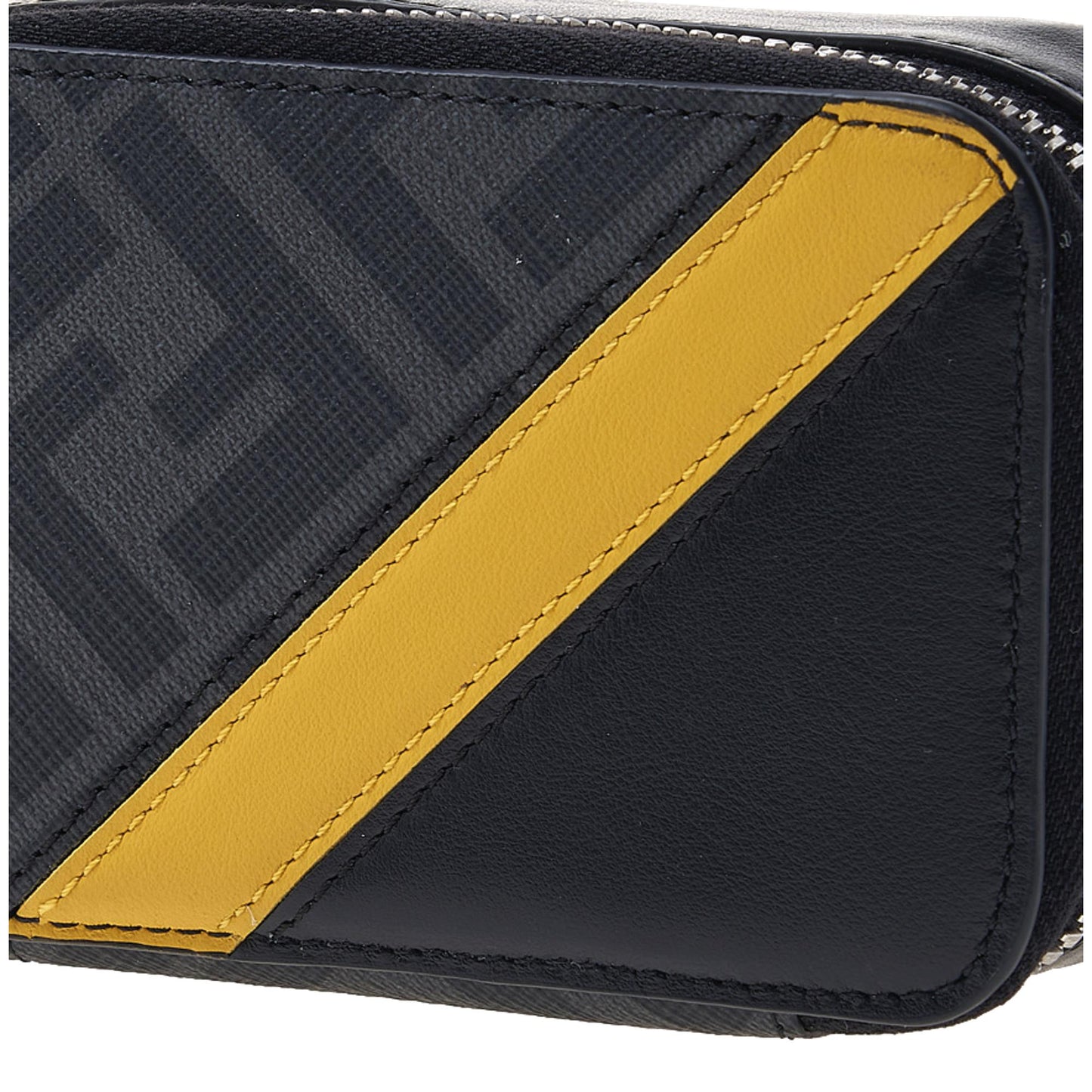 Fendi FF Diagonal Stripe Black Mini Camera Crossbody Bag