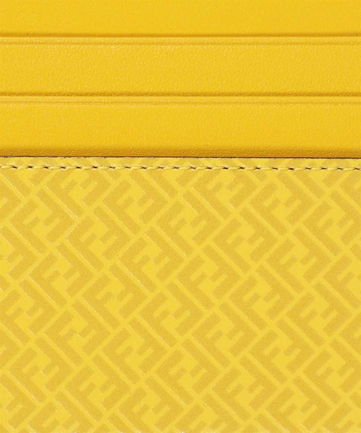 Fendi FF Logo Print Sunflower Yellow Leather Card Case 7M0164