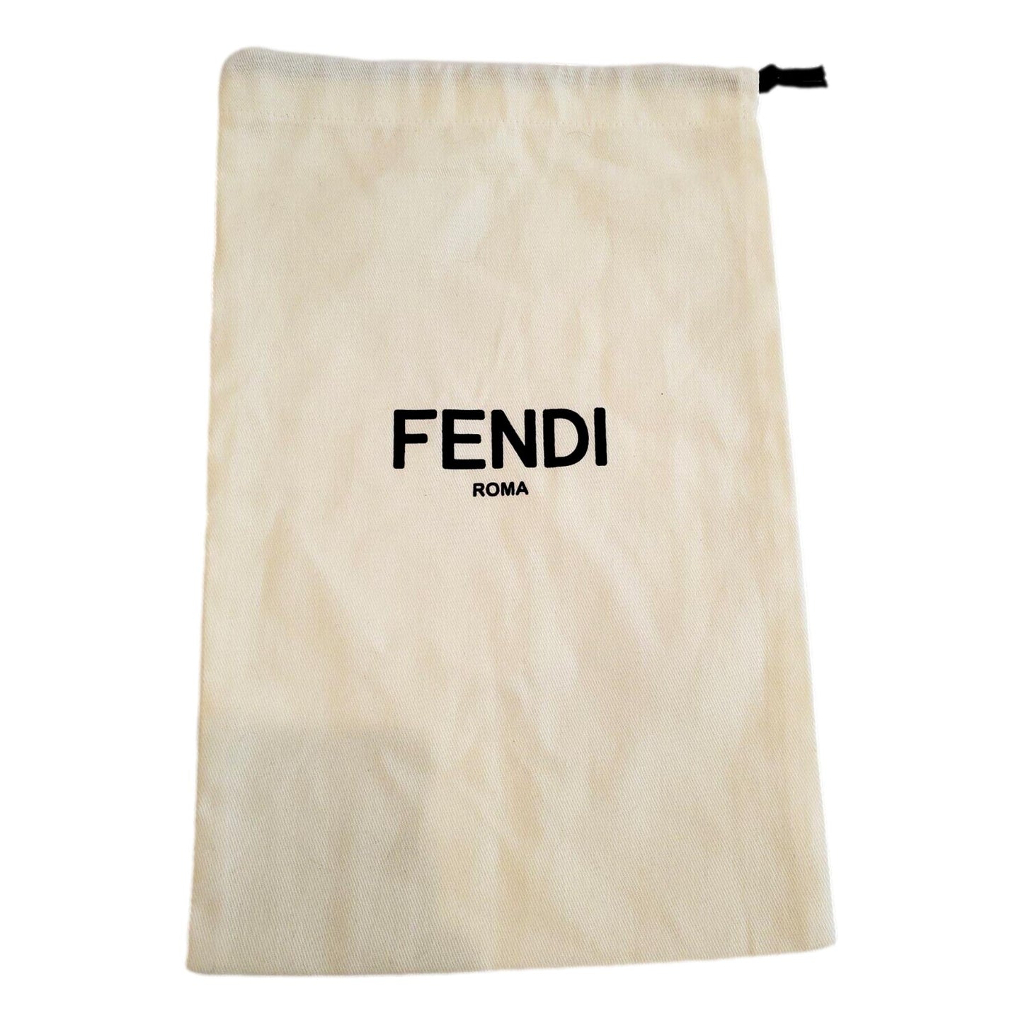 Fendi FF Print Striped Brown and Yellow Knitted Wool Scarf
