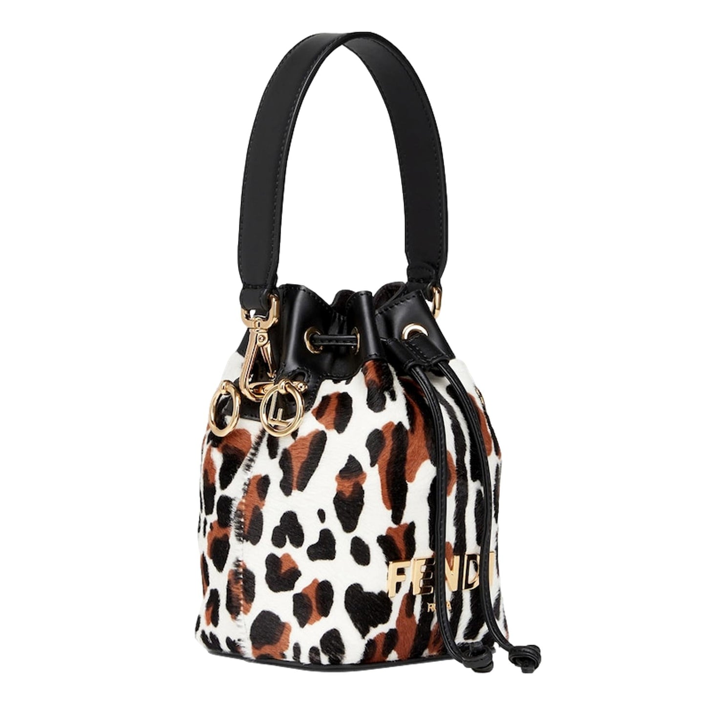 Fendi Mon Tresor Animal Print Sheepskin Mini Crossbody Bucket Bag