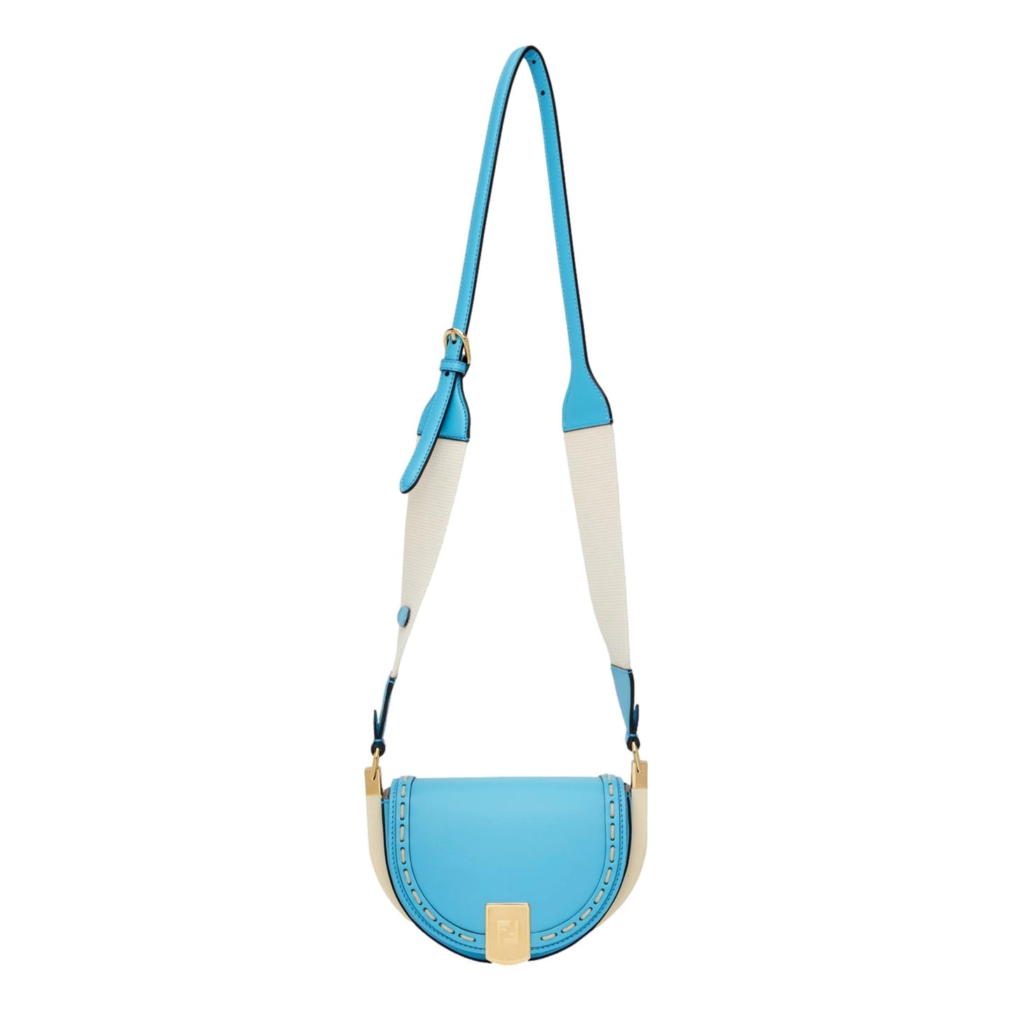 Fendi Moonlight Cyber Blue Leather Satchel Crossbody Bag