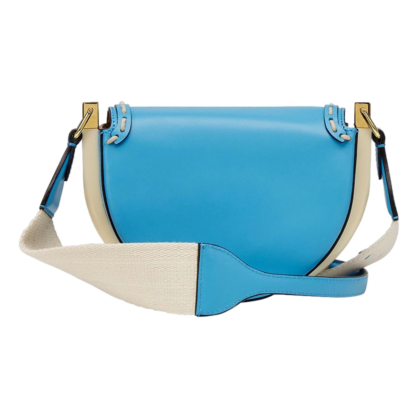 Fendi Moonlight Cyber Blue Leather Satchel Crossbody Bag