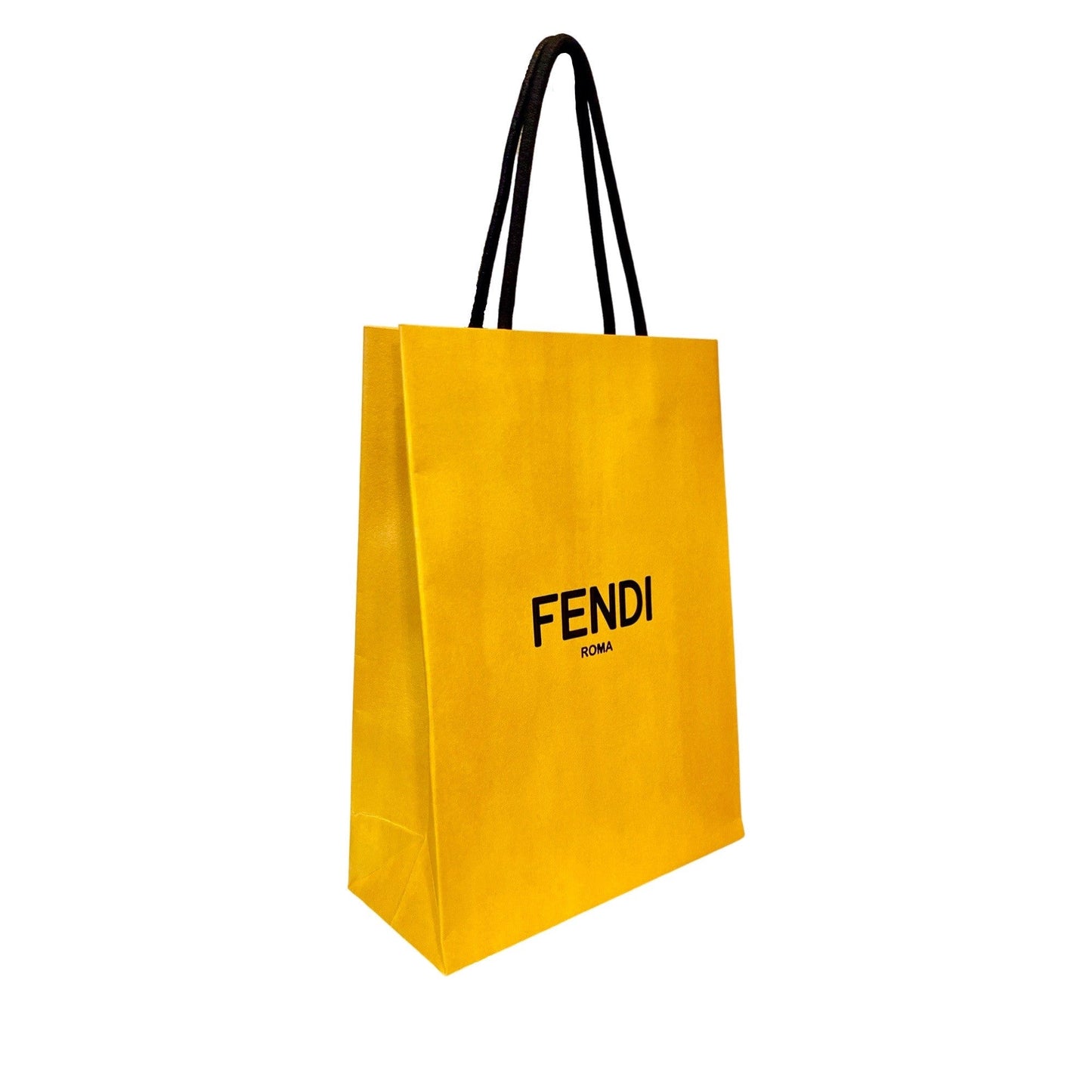 Fendi Roma Logo Yellow Paper Designer Shopping Gift Bag Small