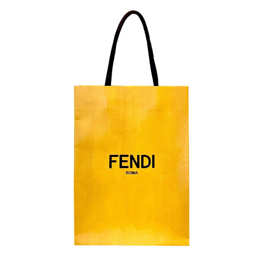 Fendi Roma Logo Yellow Paper Designer Shopping Gift Bag Small