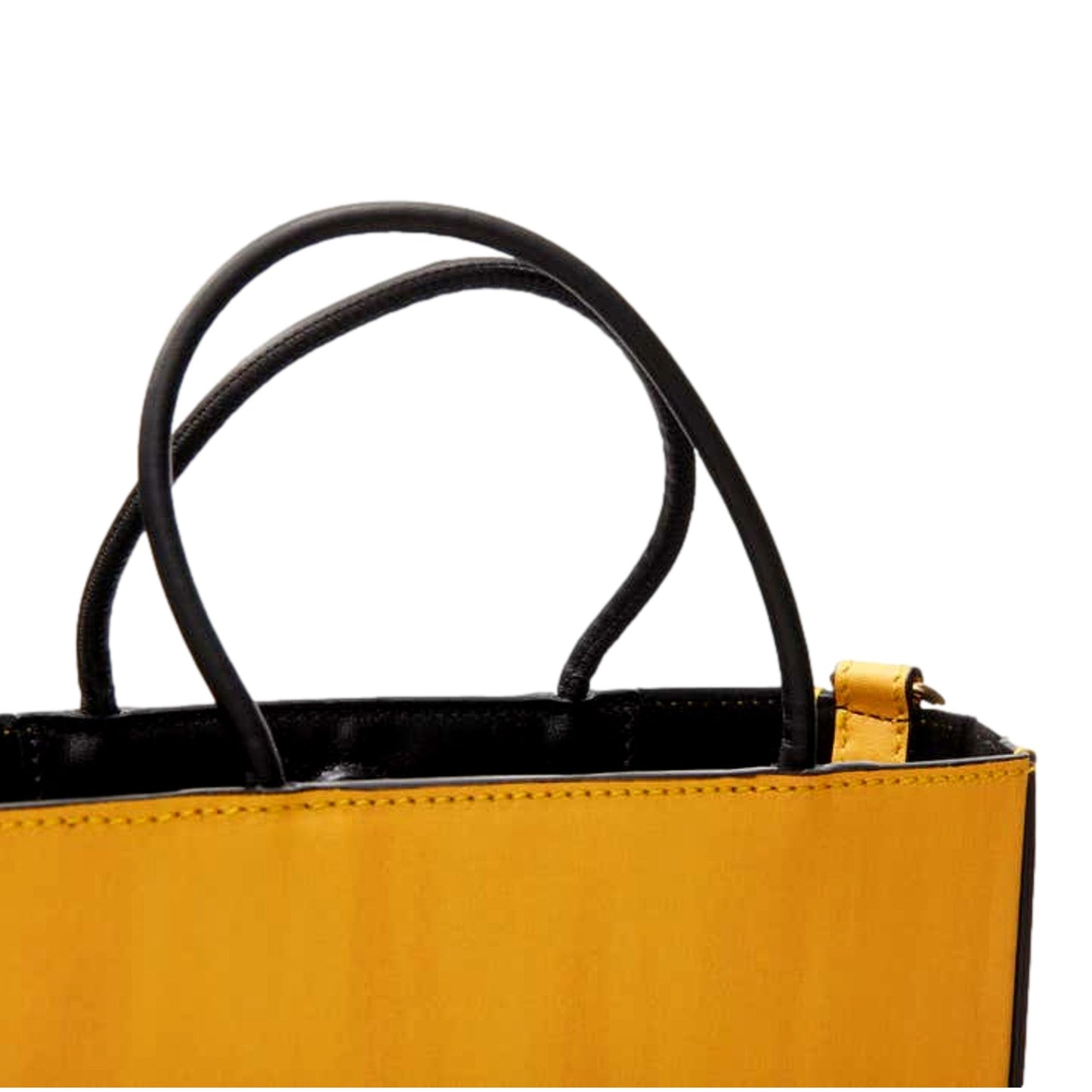 Fendi Roma 2Way Embossed Yellow Leather Crossbody Shopping Tote Bag