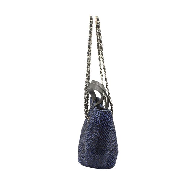 CHANEL Small 2 Way Bag in Blue Raffia