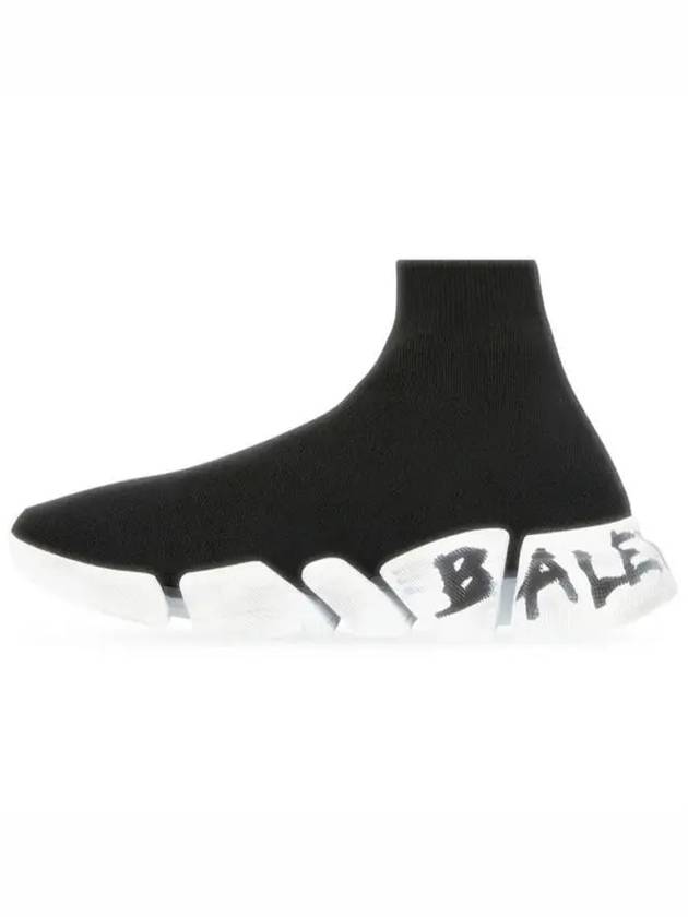 Luxury Balenciaga  Speed 2.0 Graffiti Knit High Top Sneakers Black