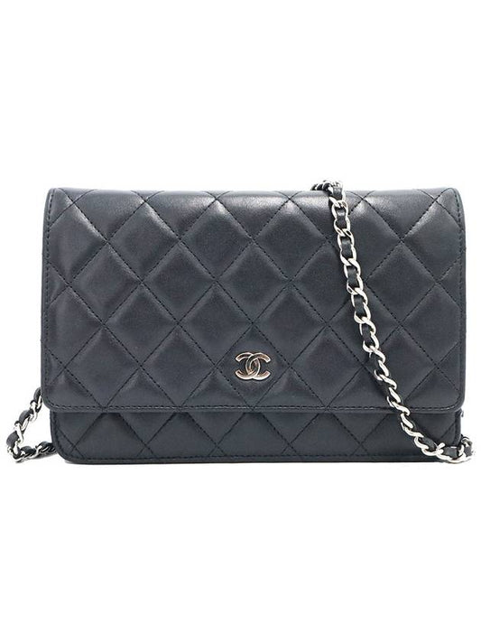 Chanel A33814 Black Lambskin Classic Silver Chain WOC Cross Bag 17th Chanel