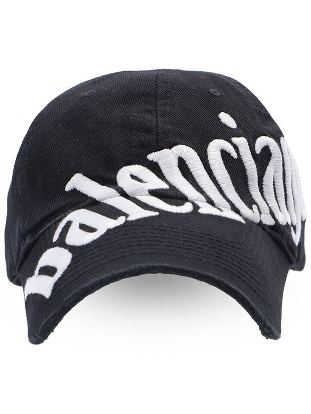 Luxury Balenciaga  diagonal logo ball cap black