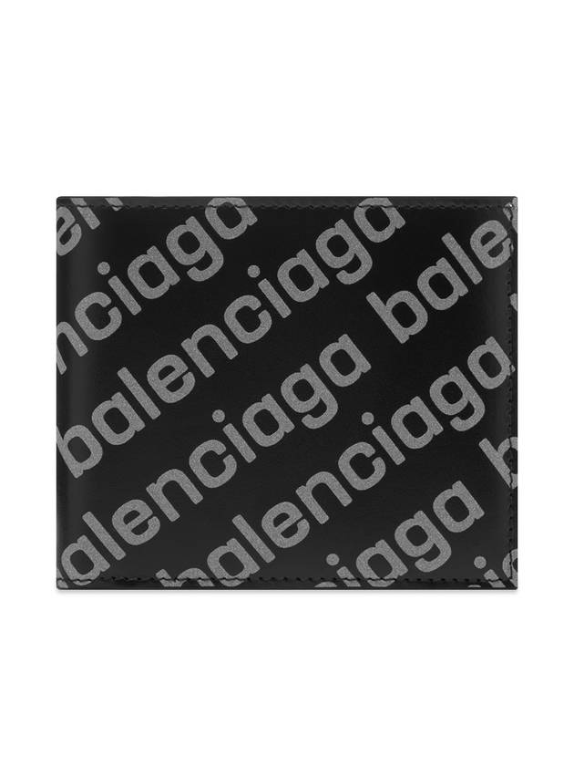 Luxury Balenciaga  Reflected Logo Half Wallet Black