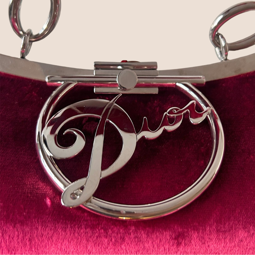 CHRISTIAN DIOR 2000s RED VELVET DIVA BAG