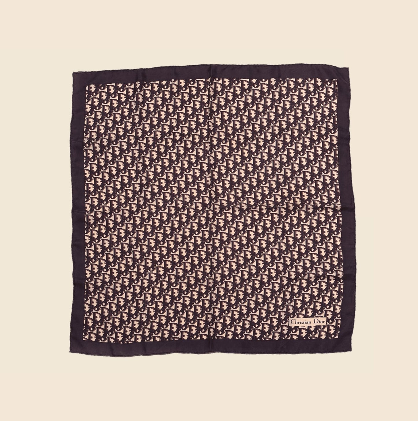CHRISTIAN DIOR BROWN OBLIQUE SILK SCARF