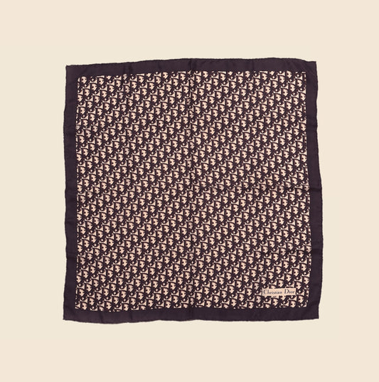 CHRISTIAN DIOR BROWN OBLIQUE SILK SCARF
