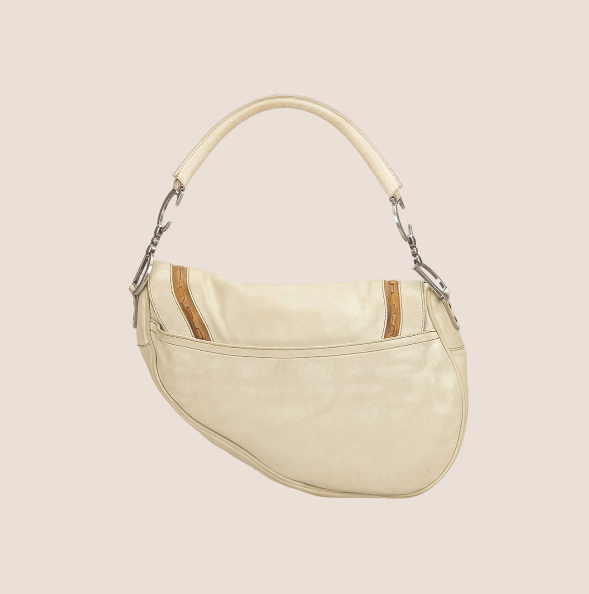 CHRISTIAN DIOR 2007 BEIGE LEATHER GAUCHO SADDLE BAG