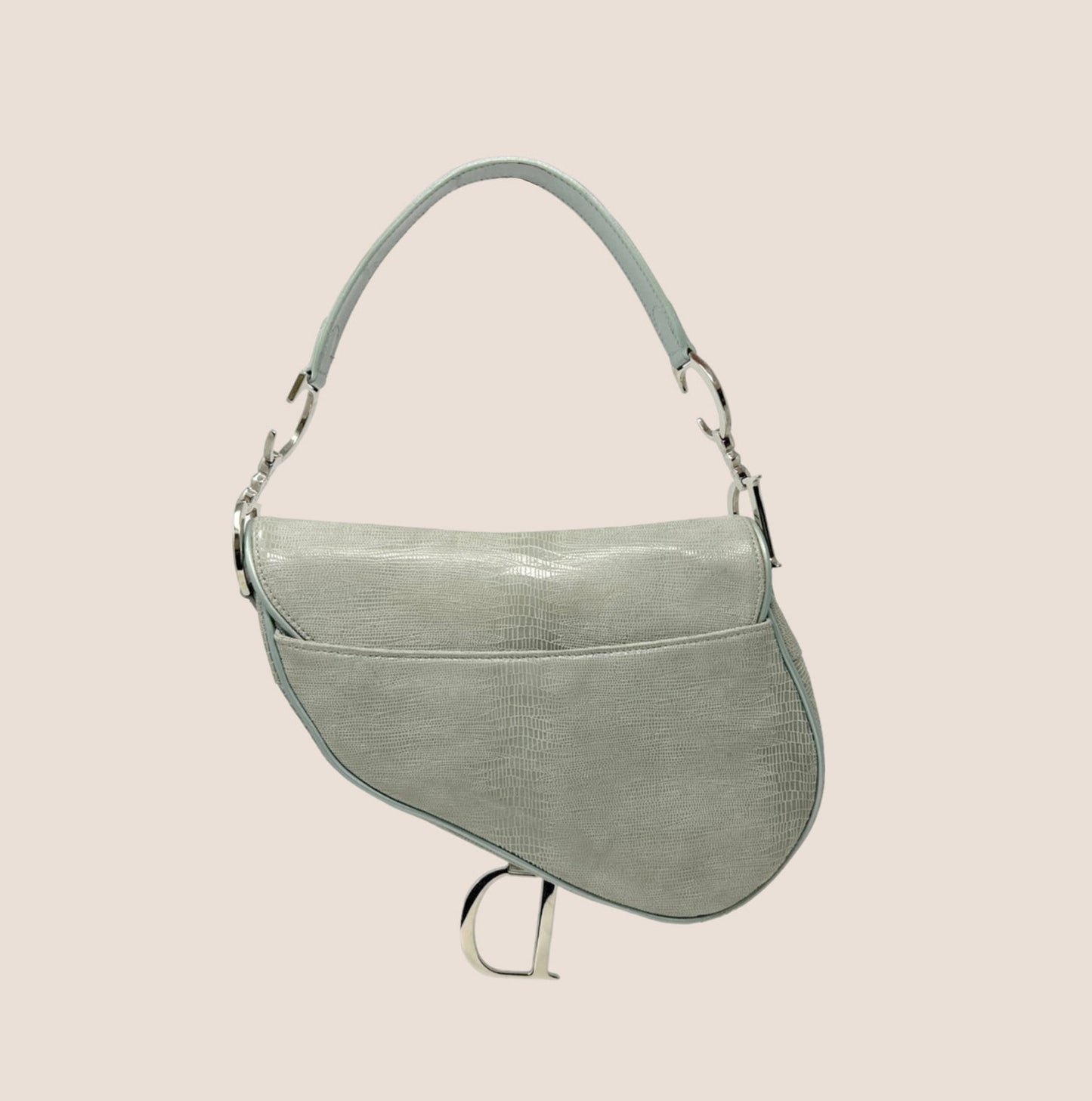CHRISTIAN DIOR 2001 AZUL BLUE LIZARD EMBOSSED SADDLE BAG