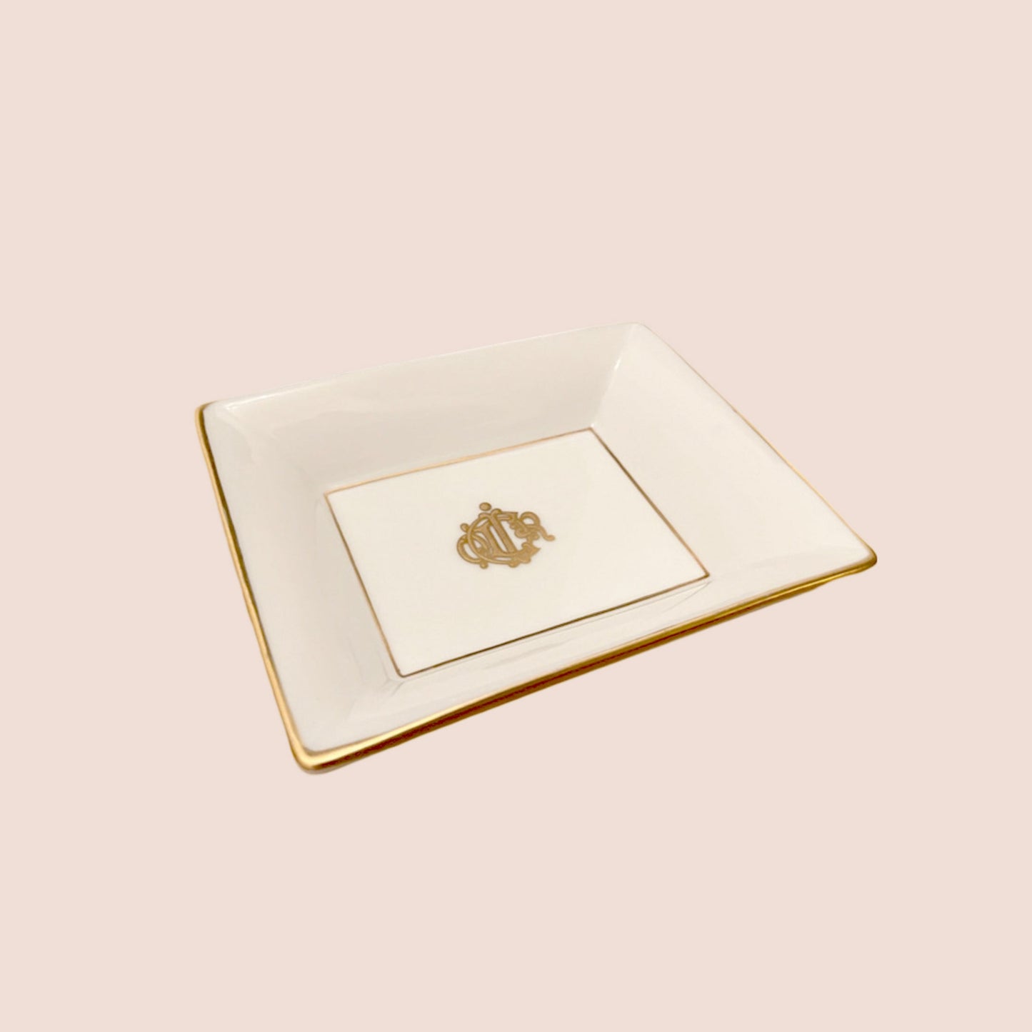 CHRISTIAN DIOR 1990s DIOR LOGO PORCELAIN JEWELRY TRAY