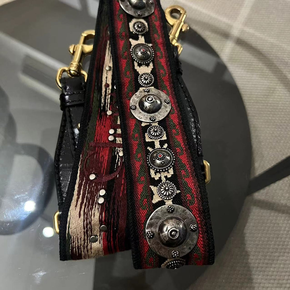 *Flap Version* Lady Large Glazed Calfskin Black Golden Hardware With Strap